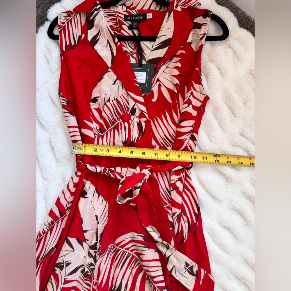 QED Red Leaf Print Maxi Dress - Picture 11 of 11
